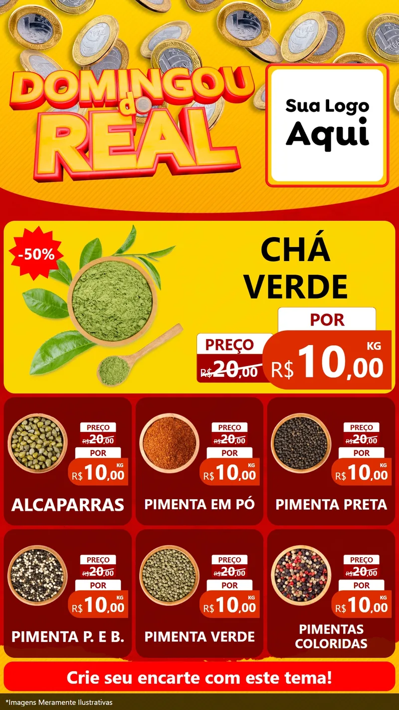 Modelo de Rede Social para Stories com o tema Domingou do Real para Produtos Naturais