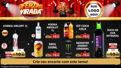 Modelo de TV para TV Horizontal com o tema Ofertas da Virada para Distribuidora de bebidas