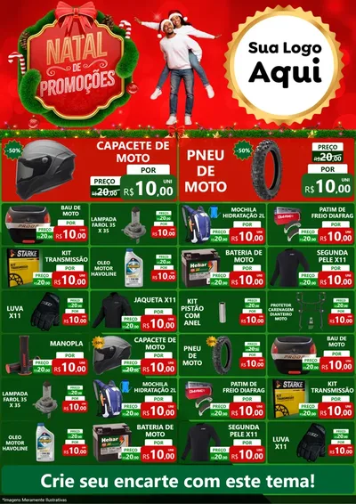 Modelo de Encarte para Encarte A4 Vertical com o tema Natal de Promoções para Moto peças