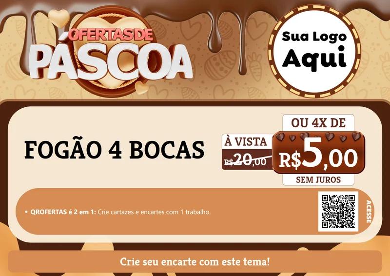 Modelo de Cartaz para Cartaz A4 Horizontal com o tema Ofertas de Páscoa para Móveis e Eletro