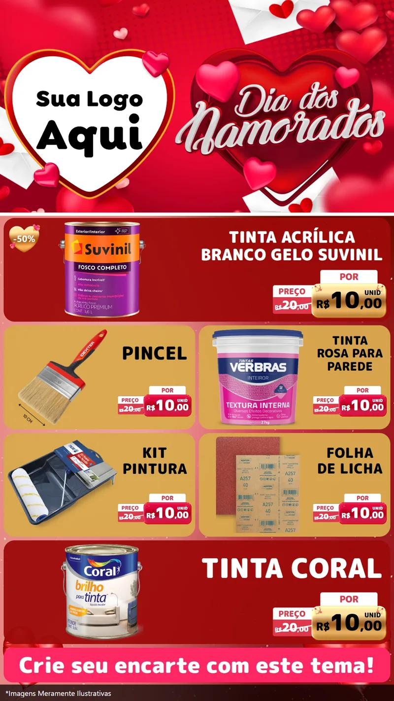 Modelo de TV para TV Vertical com o tema Dia Dos Namorados para Tintas e Ferramentas