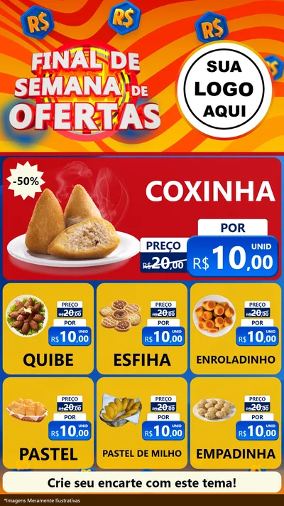 Modelo de Rede Social para Stories com o tema Final de Semana de Ofertas para Salgadaria