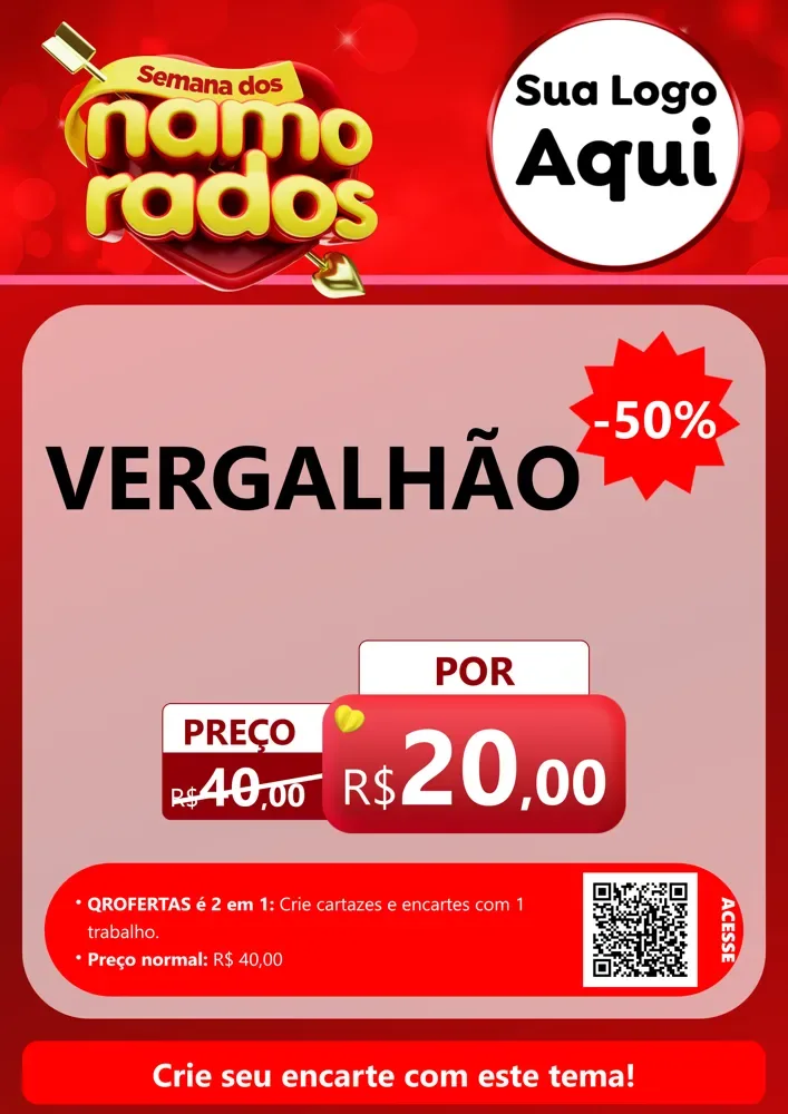 Modelo de Cartaz para Cartaz A4 Vertical com o tema Semana dos namorados para Ferragens
