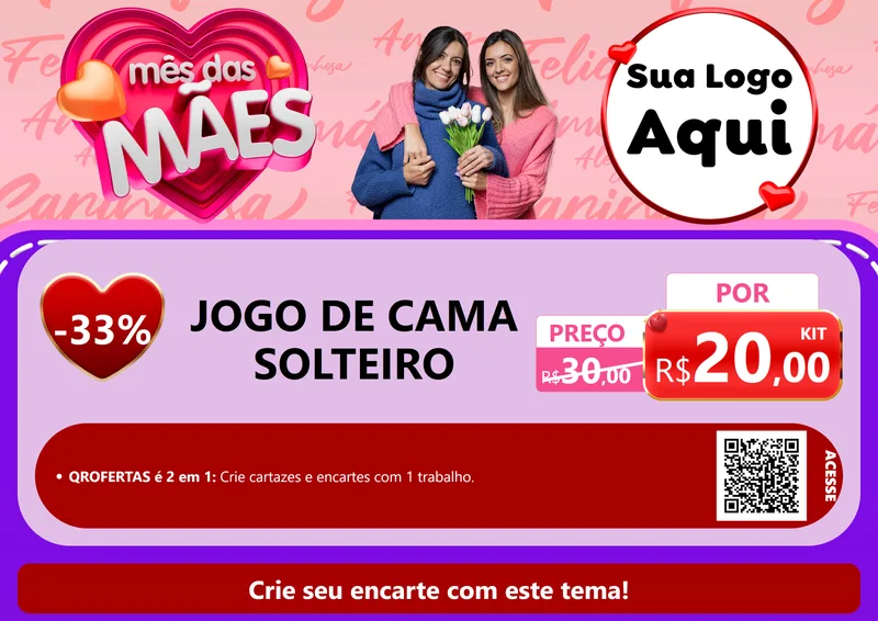 Modelo de Cartaz para Cartaz A4 Horizontal com o tema Mês Das Mães para Cama, Mesa e Banho