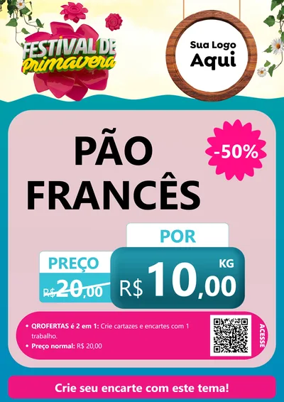 Modelo de Cartaz para Cartaz A4 Vertical com o tema Festival de Primavera para Padaria