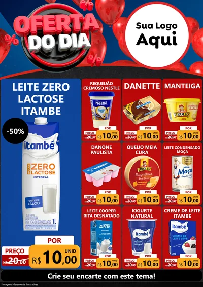 Modelo de Encarte para Encarte A4 Vertical com o tema Oferta do Dia para Frios e Laticínios