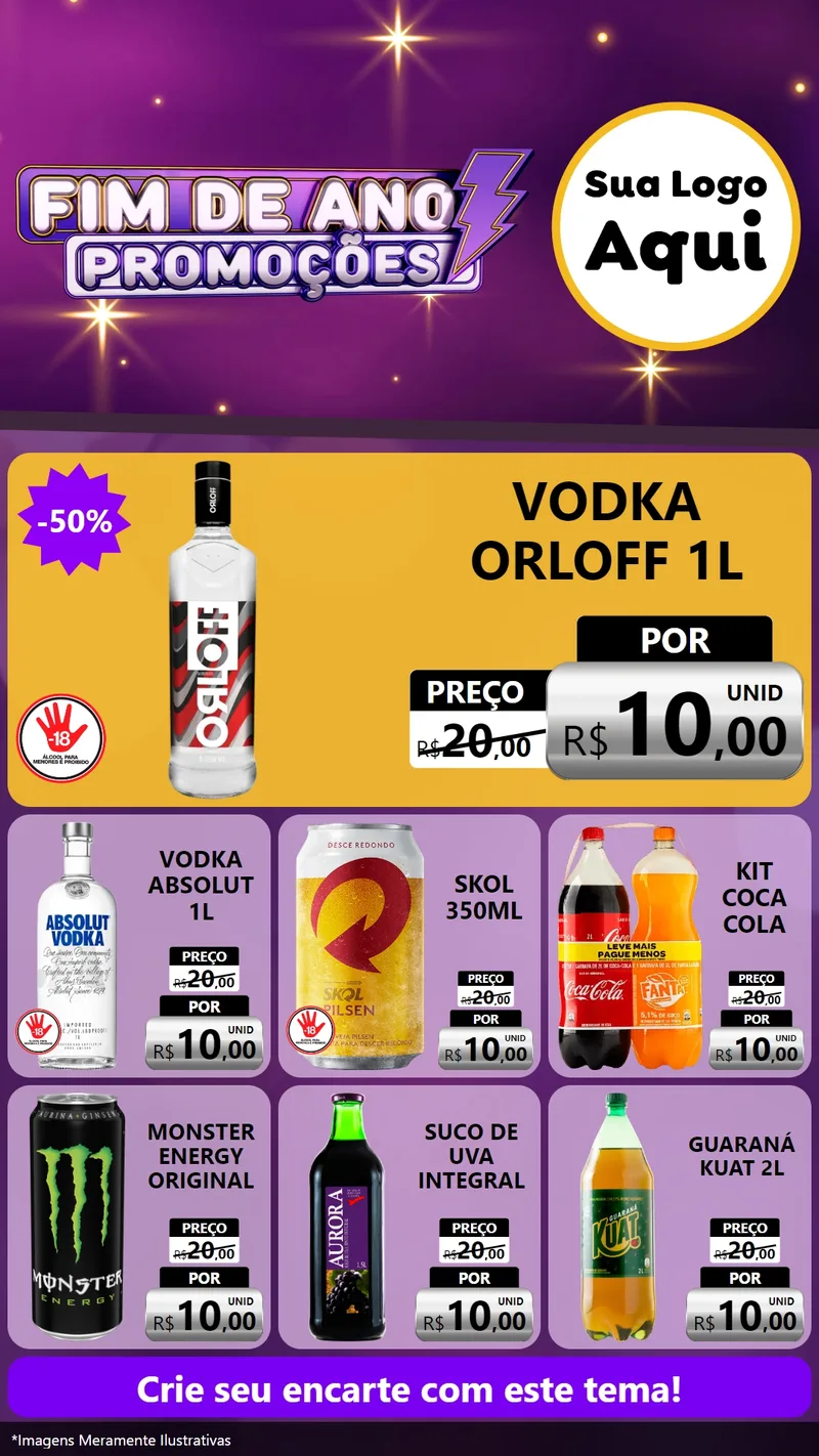Modelo de Rede Social para Stories com o tema Fim de Ano Promoções para Distribuidora de bebidas