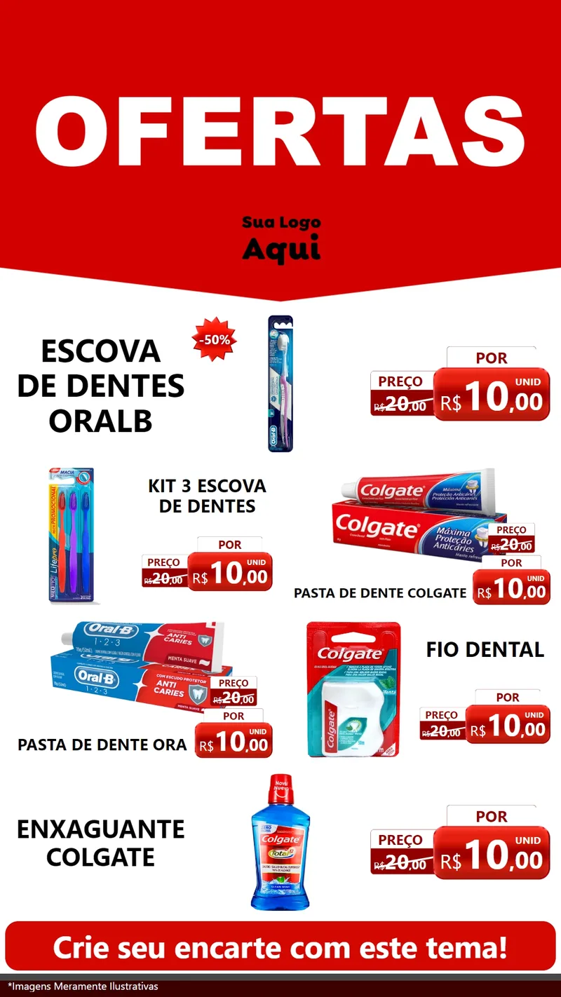 Modelo de TV para TV Vertical com o tema Ofertas Vermelho Cartaz para Higiene Pessoal