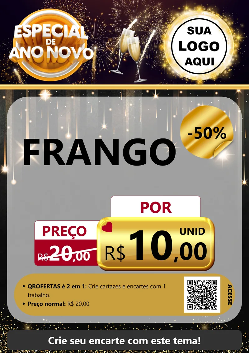 Modelo de Cartaz para Cartaz A4 Vertical com o tema Especial de Ano Novo para Assados