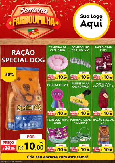 Modelo de Encarte para Encarte A4 Vertical com o tema Semana Farroupilha para Pet Shop