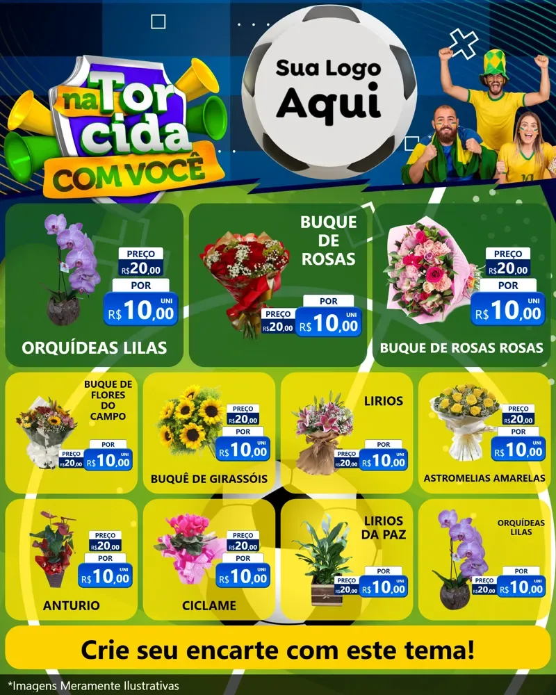 Modelo de Rede Social para Feed Instagram com o tema Na Torcida Com Você - Copa para Floricultura e jardim