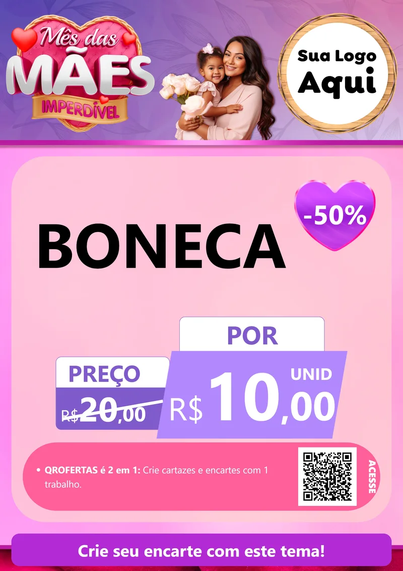Modelo de Cartaz para Cartaz A4 Vertical com o tema Mês das Mães Imperdível para Brinquedos