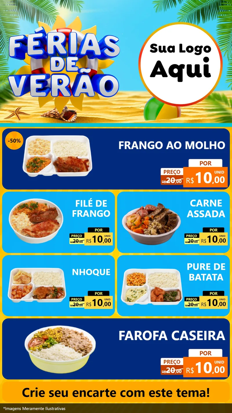 Modelo de TV para TV Vertical com o tema Férias de Verão para Restaurante