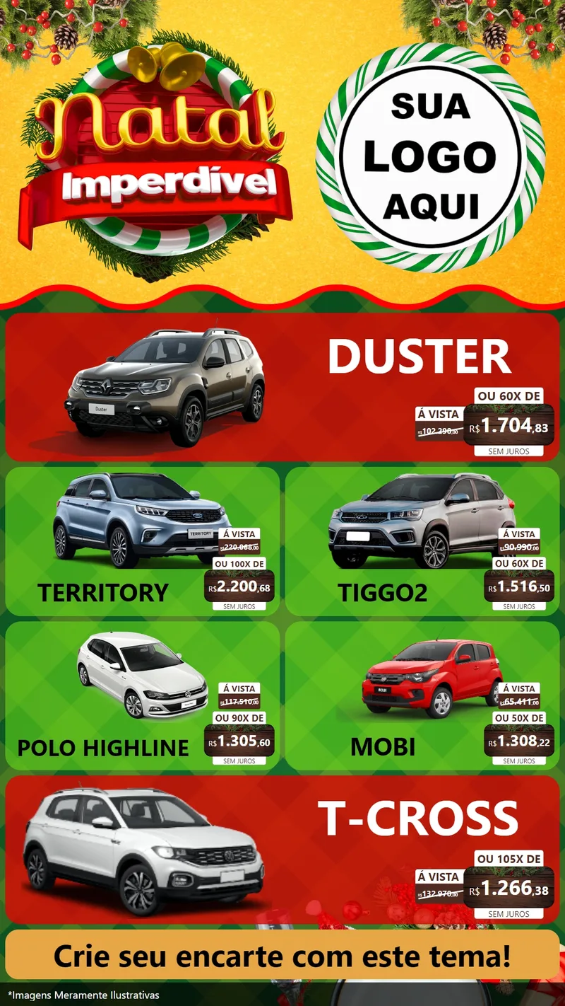 Modelo de TV para TV Vertical com o tema Natal Imperdível para Concessionaria de Carros