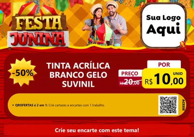 Modelo de Cartaz para Cartaz A4 Horizontal com o tema Festa Junina para Tintas e Ferramentas