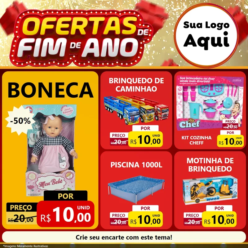Modelo de Rede Social para Feed Facebook com o tema Ofertas de Fim de Ano para Brinquedos