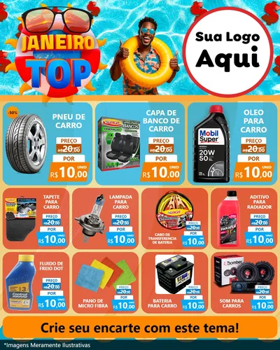 Modelo de Rede Social para Feed Instagram com o tema Janeiro Top para Auto peças