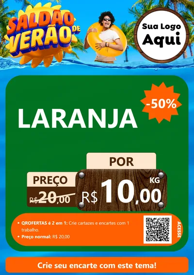 Modelo de Cartaz para Cartaz A4 Vertical com o tema Saldão de Verão para Hortifrúti