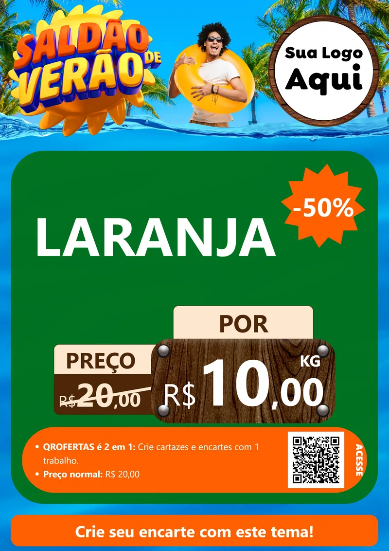 Modelo de Cartaz para Cartaz A4 Vertical com o tema Saldão de Verão para Hortifrúti