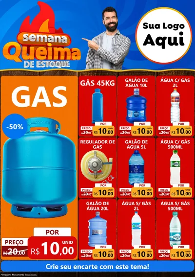 Modelo de Encarte para Encarte A4 Vertical com o tema Semana Queima de Estoque para Água e gás