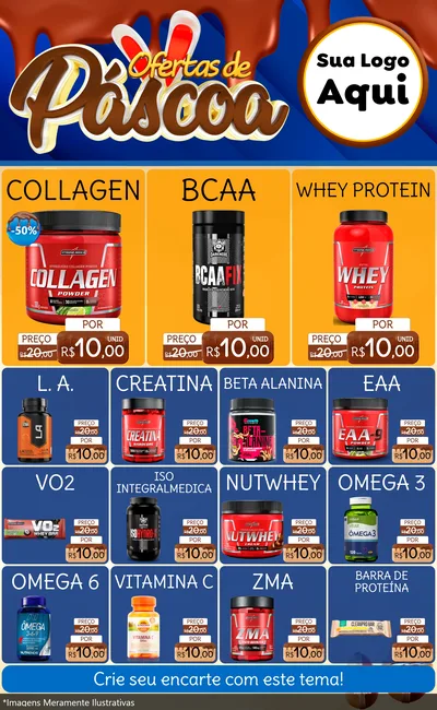 Modelo de Encarte para Encarte Grande com o tema Ofertas de Páscoa para Suplementos alimentares
