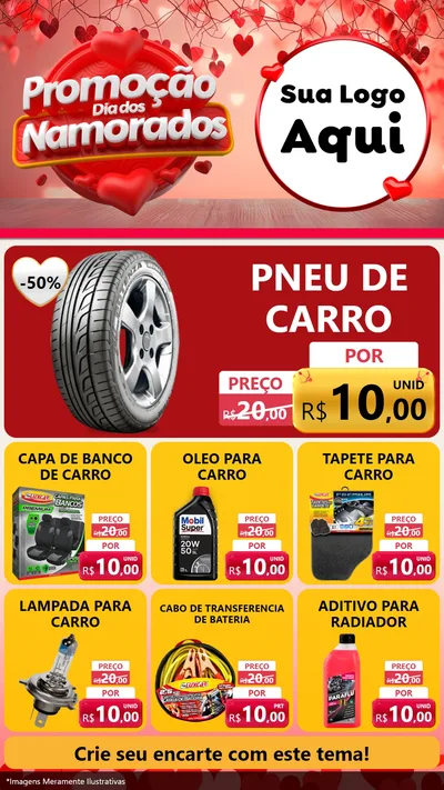 Modelo de Rede Social para Stories com o tema Promoção Dia dos Namorados para Auto peças