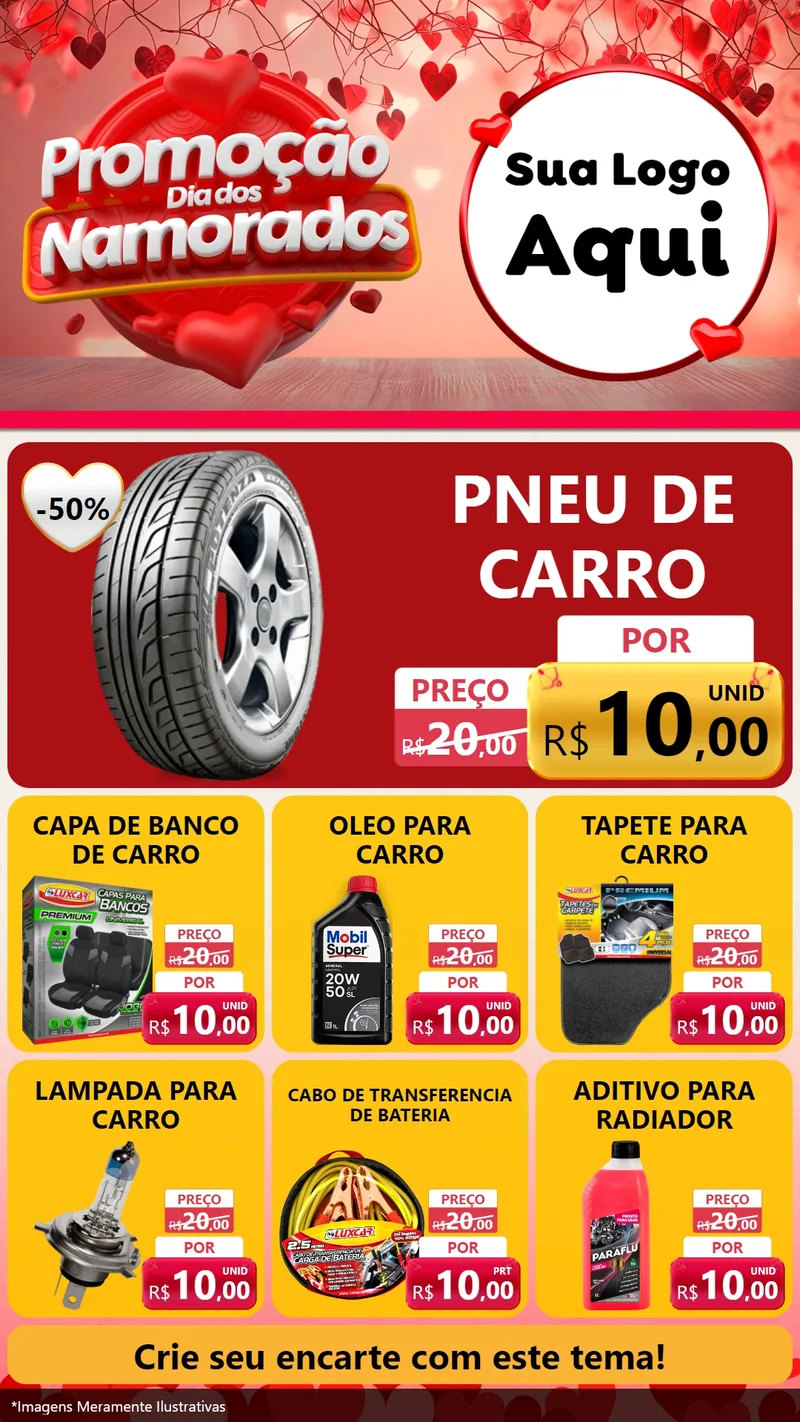 Modelo de Rede Social para Stories com o tema Promoção Dia dos Namorados para Auto peças