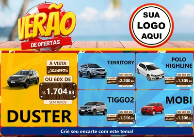 Modelo de Encarte para Encarte A4 Horizontal com o tema Verão de Ofertas para Concessionaria de Carros