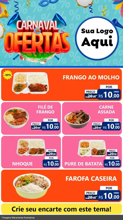 Modelo de TV para TV Vertical com o tema Carnaval de Ofertas para Restaurante