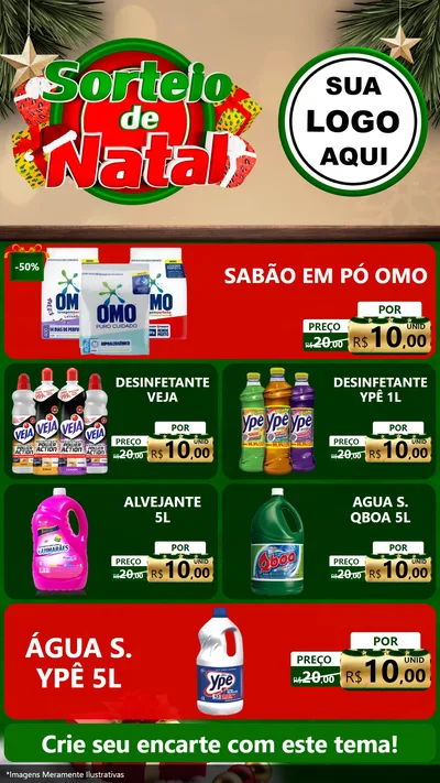 Modelo de TV para TV Vertical com o tema Sorteio de Natal para Produtos de Limpeza