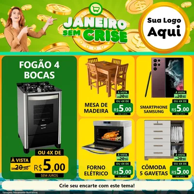 Modelo de Rede Social para Feed Facebook com o tema Janeiro Sem Crise para Móveis e Eletro