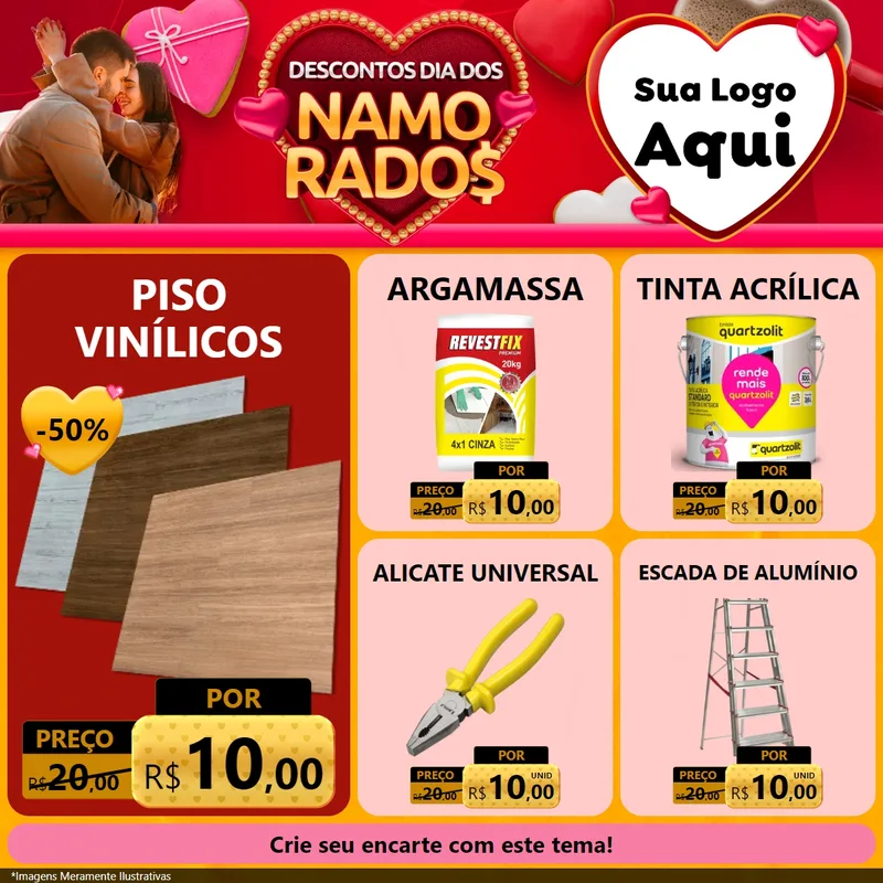 Modelo de Rede Social para Feed Facebook com o tema Descontos Dia dos Namorados para Material para Construção
