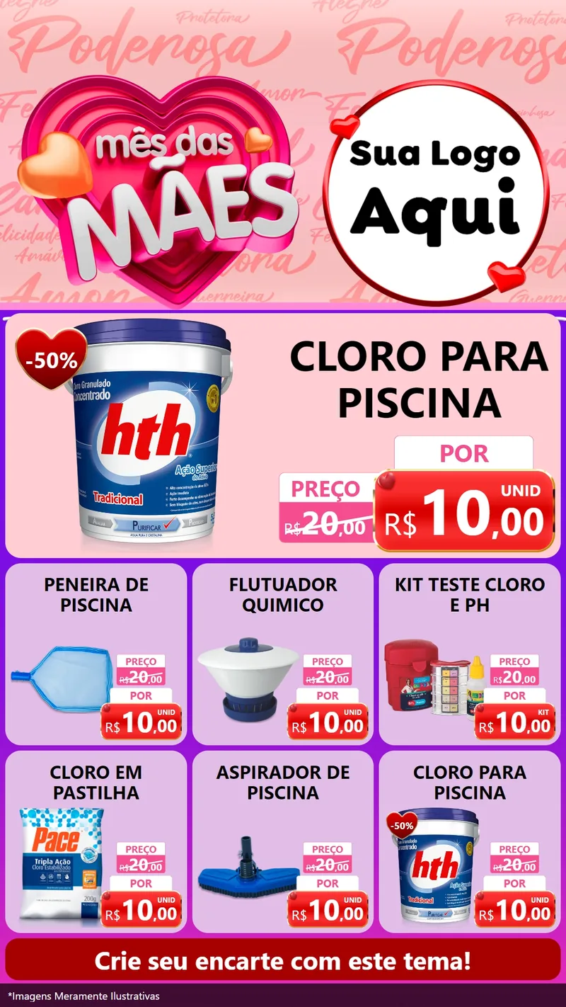 Modelo de Rede Social para Stories com o tema Mês Das Mães para Produtos para Piscina
