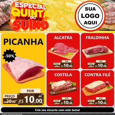 Modelo de Rede Social para Feed Facebook com o tema Especial Quinta do Suíno para Açougue