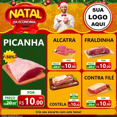 Modelo de Rede Social para Feed Facebook com o tema Natal da Economia para Açougue