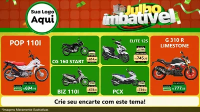 Modelo de TV para TV Horizontal com o tema Julho Imbatível para Concessionaria de Motos