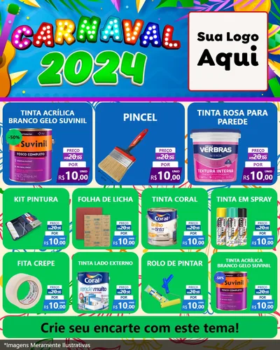Modelo de Rede Social para Feed Instagram com o tema Carnaval 2027 para Tintas e Ferramentas