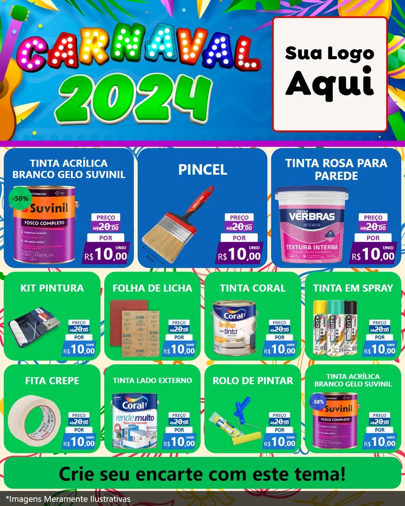 Modelo de Rede Social para Feed Instagram com o tema Carnaval 2027 para Tintas e Ferramentas