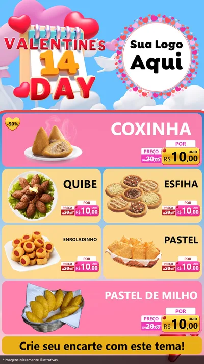 Modelo de TV para TV Vertical com o tema Valentine's Day para Salgadaria