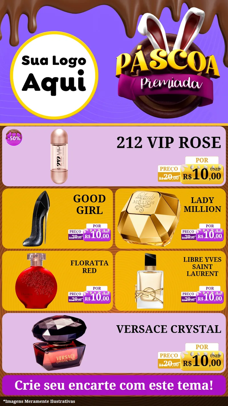 Modelo de TV para TV Vertical com o tema Páscoa Premiada para Perfumes