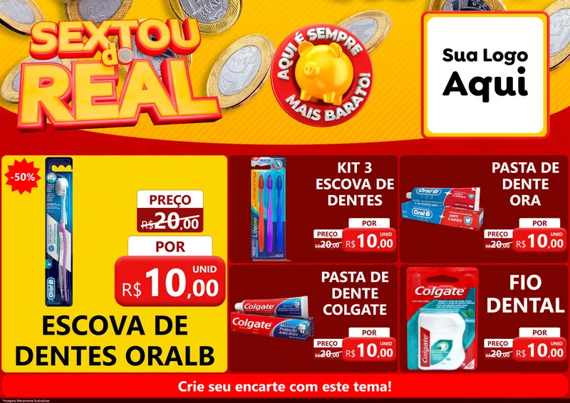 Modelo de Encarte para Encarte A4 Horizontal com o tema Sextou do Real para Higiene Pessoal