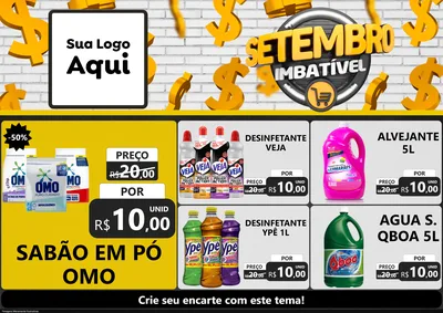 Modelo de Encarte para Encarte A4 Horizontal com o tema Setembro Imbatível para Produtos de Limpeza