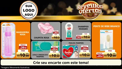 Modelo de TV para TV Horizontal com o tema Réveillon de Ofertas para Bebês