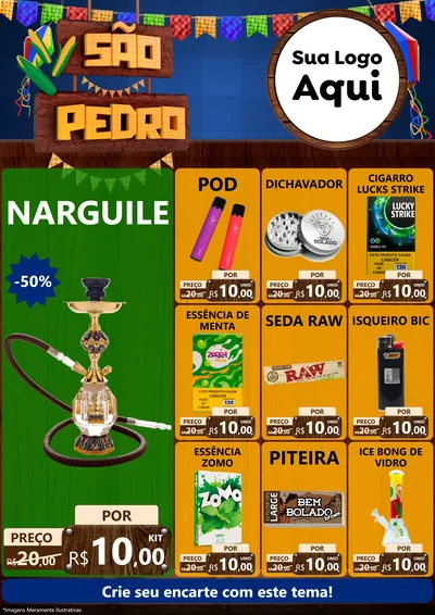 Modelo de Encarte para Encarte A4 Vertical com o tema São Pedro para Tabacaria