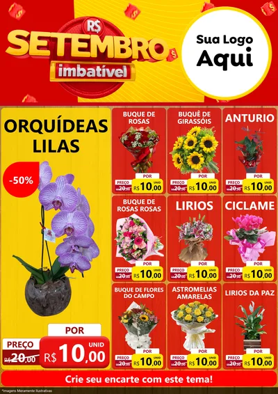 Modelo de Encarte para Encarte A4 Vertical com o tema Setembro Imbatível para Floricultura e jardim