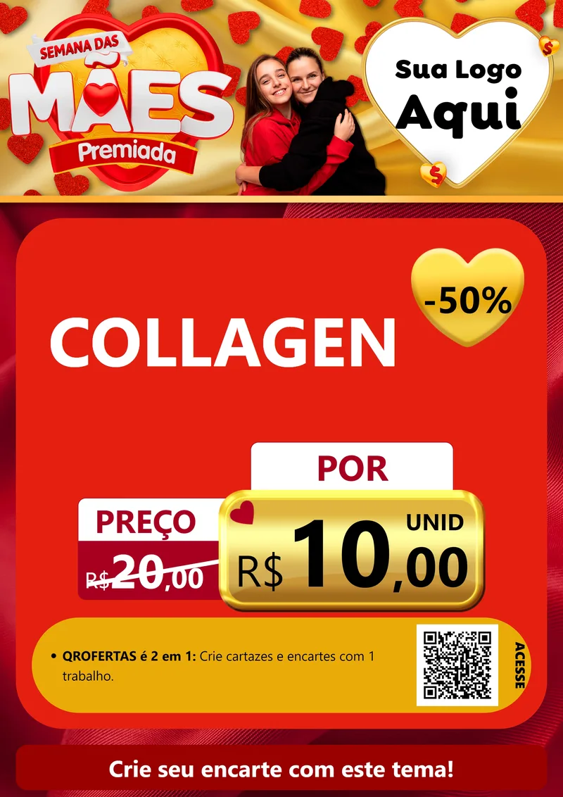 Modelo de Cartaz para Cartaz A4 Vertical com o tema Semana das Mães Premiada para Suplementos alimentares