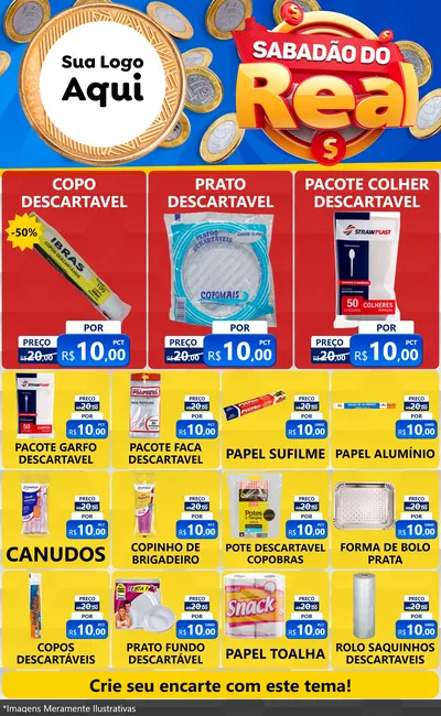 Modelo de Encarte para Encarte Grande com o tema Sabadão do Real para Embalagens
