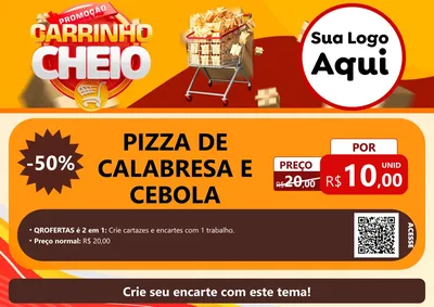 Modelo de Cartaz para Cartaz A4 Horizontal com o tema Promoção carrinho cheio para Pizzaria