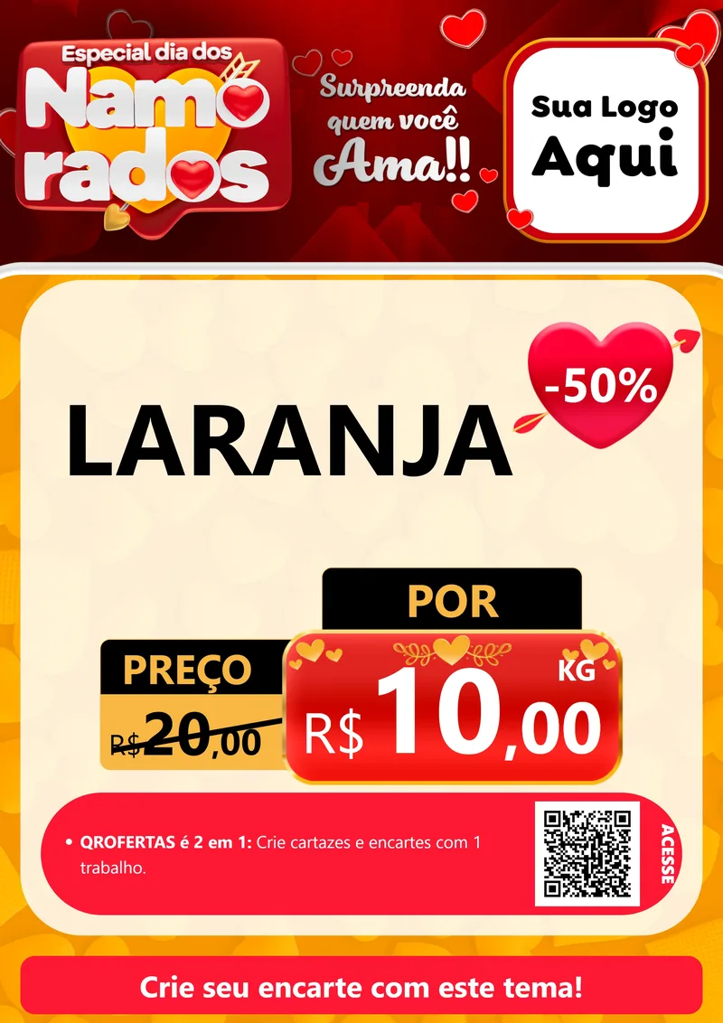 Modelo de Cartaz para Cartaz A4 Vertical com o tema Especial Dia dos Namorados para Hortifrúti