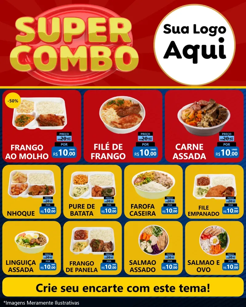 Modelo de Rede Social para Feed Instagram com o tema Super Combo para Restaurante
